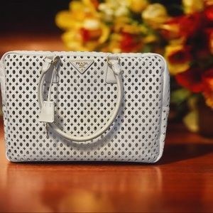 Prada Fori Bauletto Bag Perforated saffiano leather large